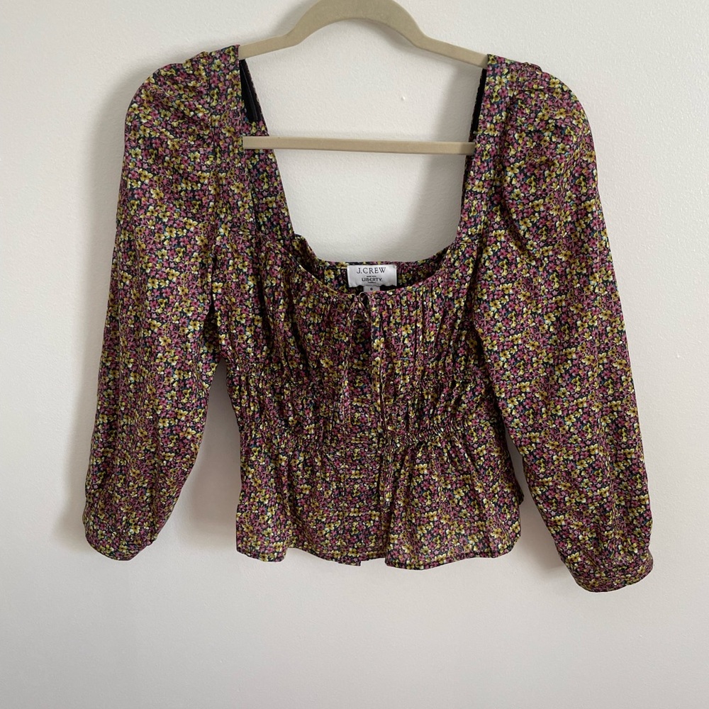 J. Crew/Liberty square neck top